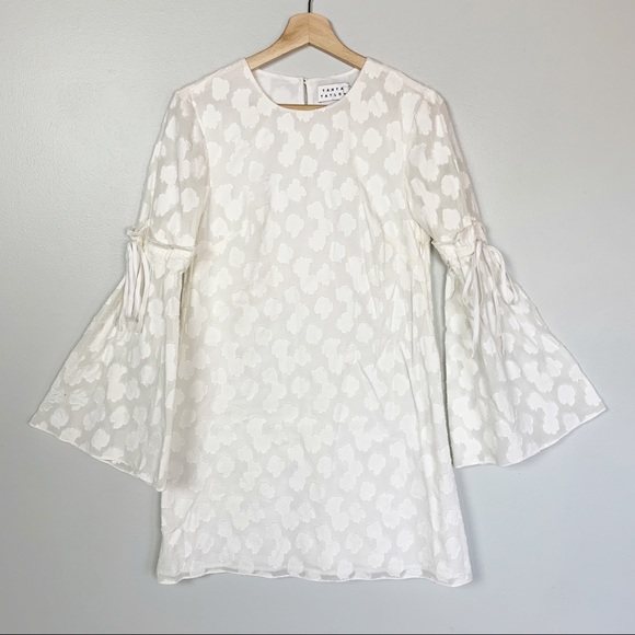 Tanya Taylor Dresses & Skirts - TANYA TAYLOR White Floral Lace Applique Burnout Bell Sleeve Mini Dress 2